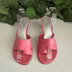 Valerie Stevens Womens Pink Leather Strap Heels 8M